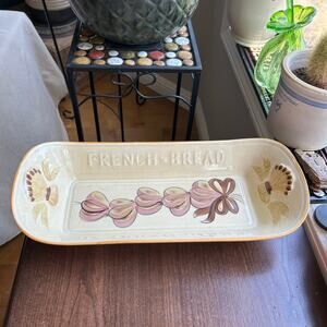 Vtg French Bread Tray Hand Painted Los Angeles Potteries Pottery Calif USA Wheat